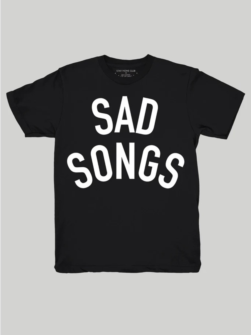 American Apparel Black Tee with White "SAD SONGS" Graphic